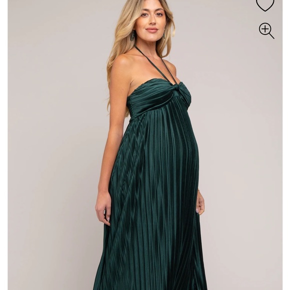 Dress Forum Dresses & Skirts - Dress Forum Green Pleated Halter Maxi Dress